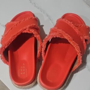 Shu Shop Vibrant Coral Slide Sandals